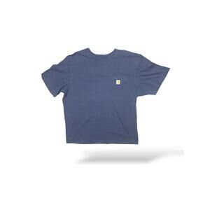Carhartt Men’s Pocket T-Shirt 2XL Blue Original Fit Short Sleeve Logo Patch